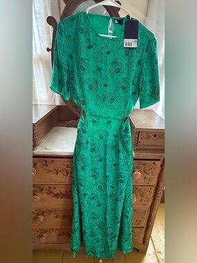 The Kooples Emerald Green Floral Midi Dress